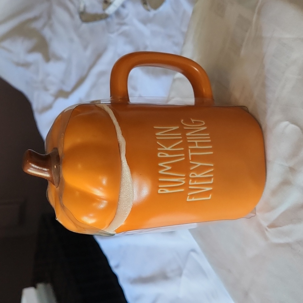 Rae Dunn Pumpkin Everything Mug with topper